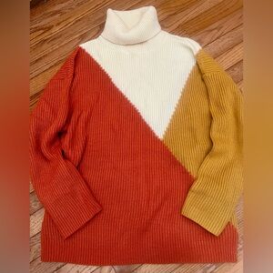 Haptics Colorblock Turtleneck Sweater 1x